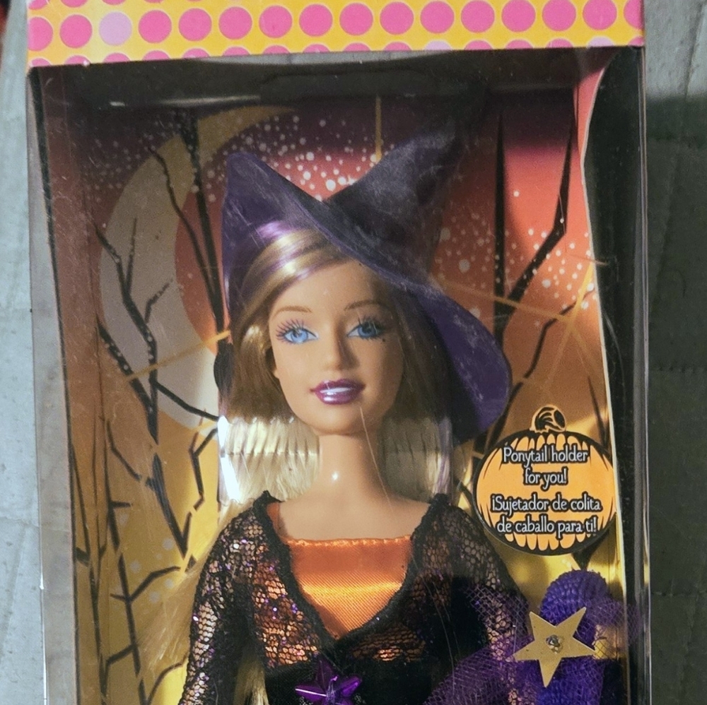Mattel Witch Doll with Purple Hat and Orange Dress